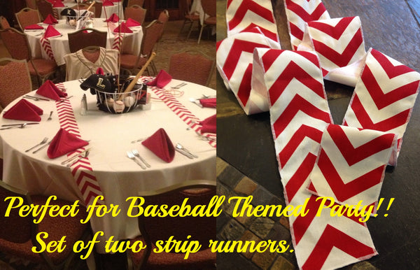 Our ORIGINAL Baseball Ribbon Party Themed Red Chevron Modern